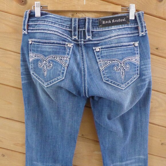 Rock Revival Blake Light Blue Denim Straight Boot Leg Jeans Size 29 Long Tall - Picture 7 of 14